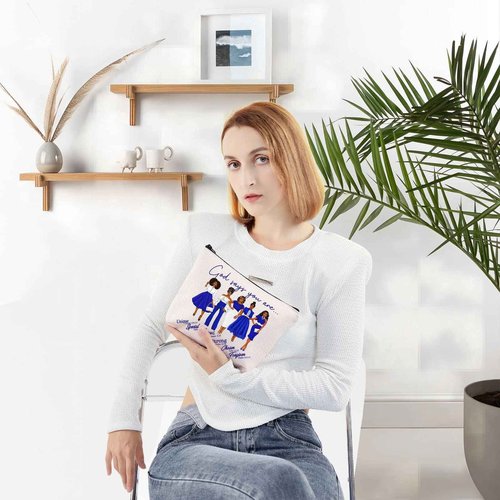 WZMPA Sorority Zeta Cosmetic Makeup Bag Finer Women Gift God Says You Are Sorority Makeup Zipper Pouch Bag Zeta Paraphernalia (God Says Zeta)