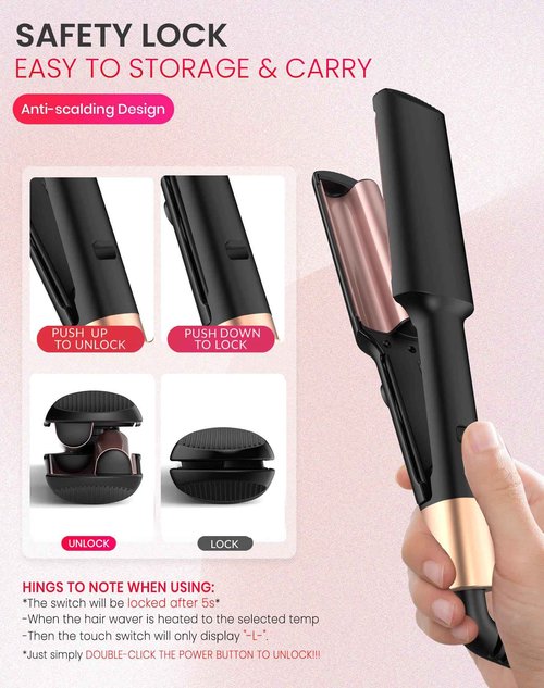 Ukliss Crimper Hair Tool Mini 0.4 Inch Travel Waver Hair Tool for Women Small Double Barrel Waver S Curling Iron Dual Voltage (110-240V) with European Plug Adapter, 5 Temps, Anti-scalding (Black Gold)
