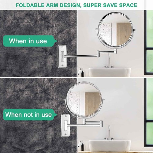 DECLUTTR 8 Inch Wall Mounted Magnifying Mirror with 10x Magnification, Double Sided Vanity Makeup Mirror for Bathroom, Chrome Finished