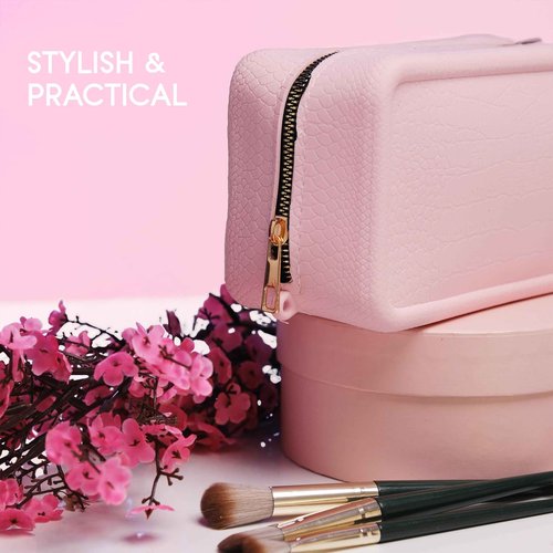 eysma Scented Makeup Bag for Women – Nostalgic & Elegant Fragrance, Waterproof Silicone Cosmetic Pouch with Leather Texture, Washable & Long-Lasting Scent, Travel Organizer