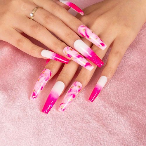 LOVFUL Press on Nails Light in Heart | Handmade with Full Covered Crystals | Reusable Fake Nails | Coffin Mid length 1.7 in | H24-M