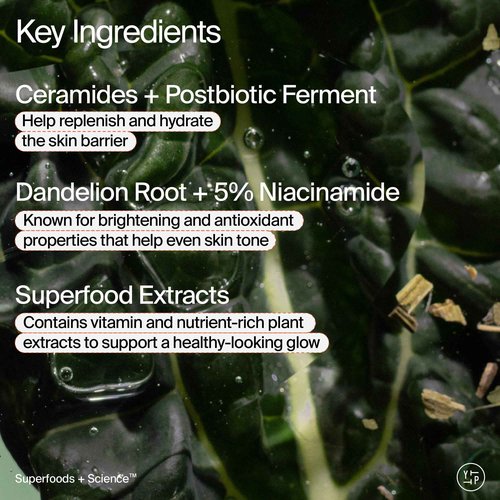 Youth To The People Superfood Skin Drip Face Serum (1 fl oz), Strengthens Skin Barrier + Evens Skin Tone, 5% Niacinamide, Kale, Peptides, Ceramides, Boosts Glow, Vegan