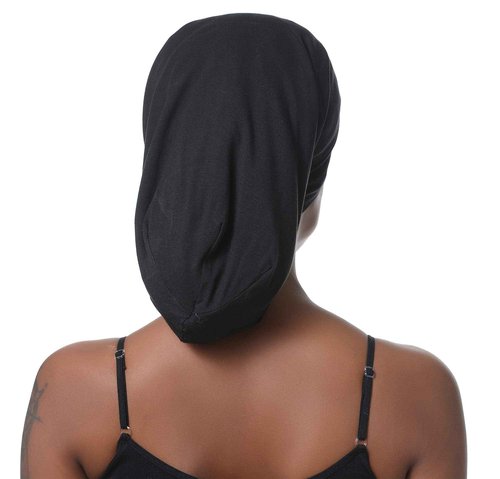 SAYMRE Large Satin Lined Bonnet Silky Hair Wrap Sleep Cap - Adjustable Beanie Slouchy Hats Bonnets for Women Long,Curly Hair (XX-Large, Black)