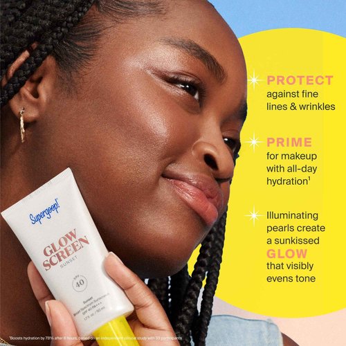 Supergoop! Glowscreen SPF 40, Sunrise (Champagne Glow) - 1.7 fl oz - Glowy Primer + Broad Spectrum Tinted Sunscreen - Helps Filter Blue Light - Hydration - Hyaluronic Acid & Vitamin B5