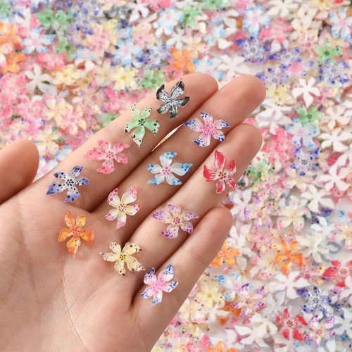 OPMADM 180 Pcs Flower Nail Charms Bulk 12 Grids Charms for Nails Design Kit Resin 3D Flowers for Nails Suitable for Spring and Summer