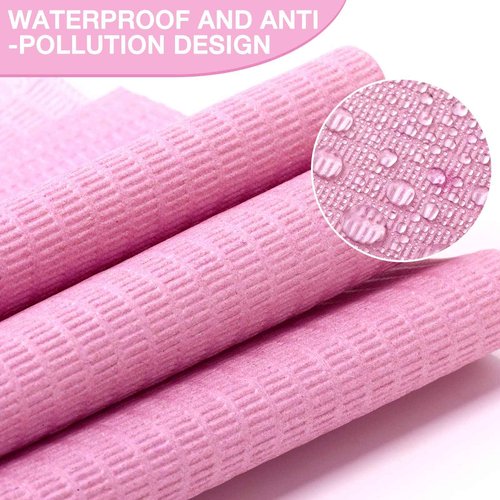Newwiee 250 Pcs Disposable Nail Table Towels Mat, 13'' x 18'' Patient Bibs 3 Ply Waterproof Tattoo Bibs Nail Towels Paper Tray Covers Clean Pads Tattoo Supplies (Pink)