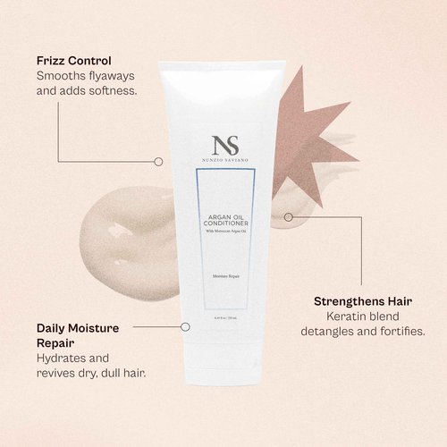 Nunzio Saviano Argan Oil Conditioner – 8.45oz / 250mL – Hydrating Daily Conditioner with Moroccan Argan Oil & Macadamia Oil Moisture Repair for Smooth, Shiny, Frizz-Free Hair – Sulfate & Paraben-Free