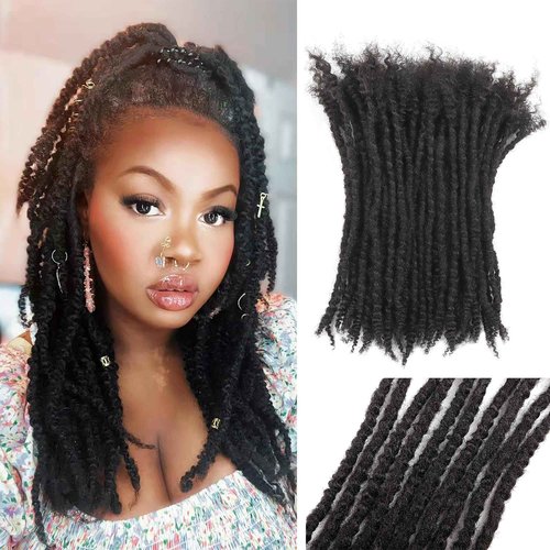 Orientdreads Textured Loc Extensions Human Hair, 100% Real Human Hair Dreadlock Extensions Handmade Permanent loc Extensions (#Natural Black - 0.4cm, 8 Inch 20 Strands)