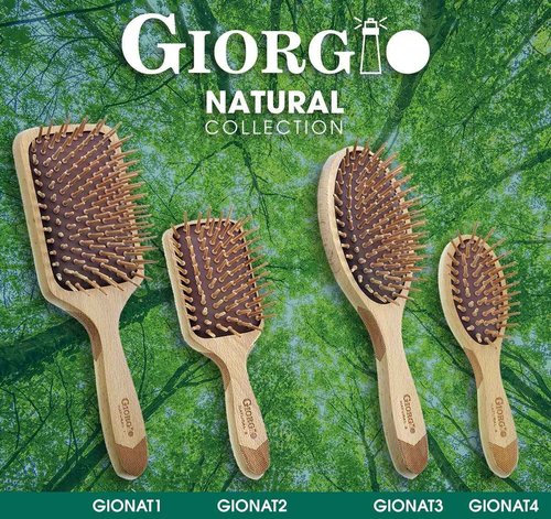 Giorgio Eco Friendly Wooden Bristle Hairbrush - Bundle Detangling Brush and Hair Growth Brush for Thick or Long Hair - Paddle Hair Brush Made with Anti Static Beechwood, Silicone Massage Cushion