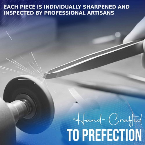 Slanted Stainless Steel Tweezers for Men & Women - Precision Eyebrow Tweezers for Facial Hairs, Strong Grip, Fine Tip, Professional Tweezer for Plucking & Grooming (Classic Stainless)
