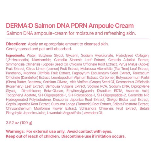 DERMA:D PDRN Ampoule Cream – Anti Aging Night Cream for Women, Korean PDRN Facial Moisturizer with Salmon PDRN, Hydrating Night Cream for Mature Dry Skin, Moisturizing Korean Skincare, 3.52 oz