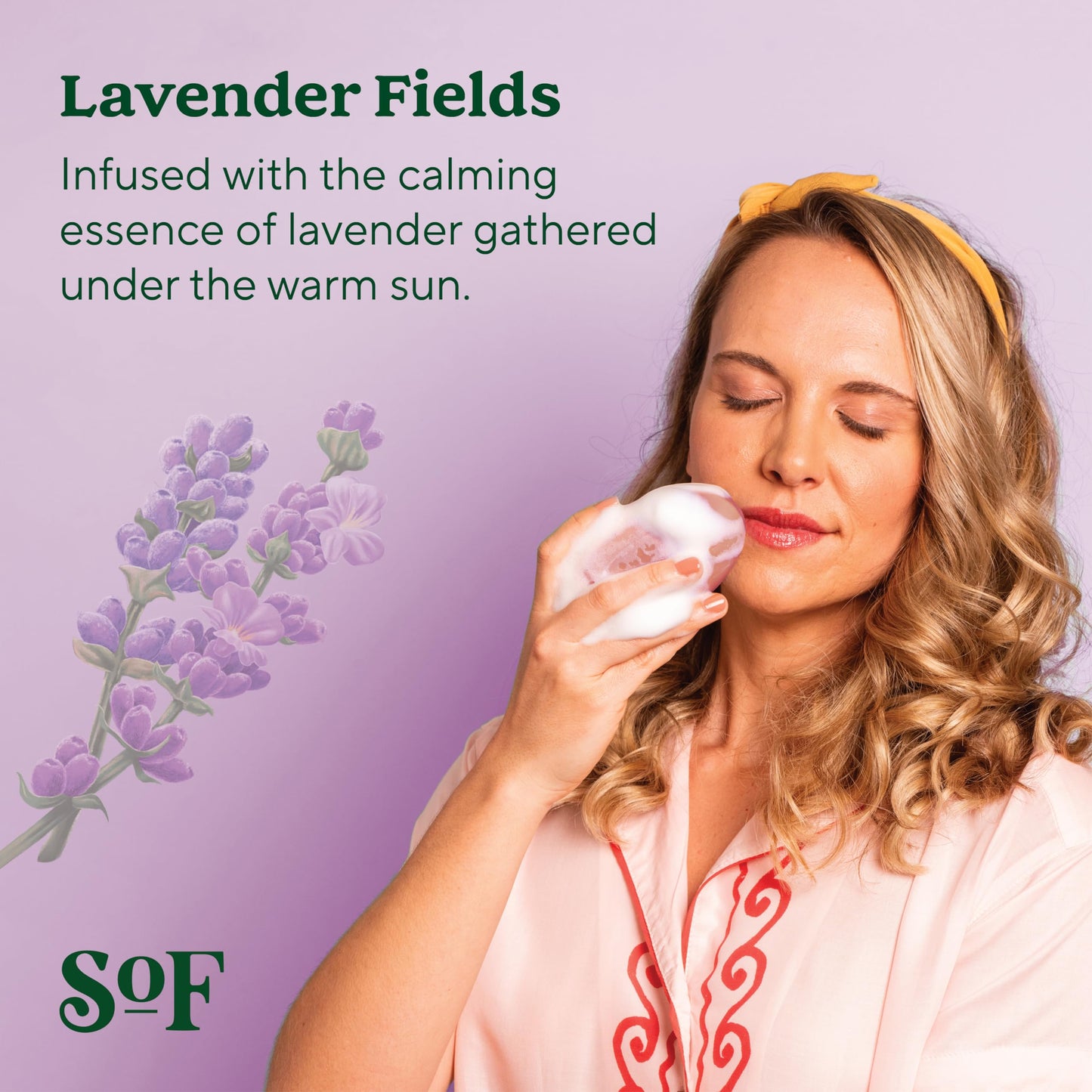 South Of France Lavender Fields Bar Soap by SoF Body Care (Formerly Body Care) | Triple-Milled Soap with Shea Butter + Essential Oils| Vegan, Non-GMO Body Soap | 6 oz Bar | 6 Bars