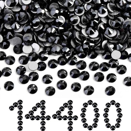 Beadsland Flatback Rhinestones Bulk, 14400pcs Rhinestones for Nails Crafts Clothes DIY Decoration,Jet Hematite, SS16, 3.8-4.0mm