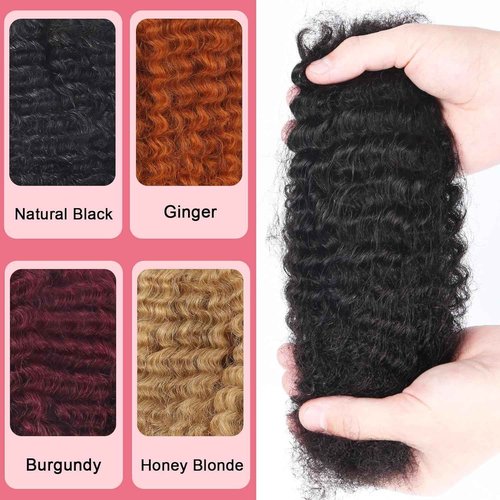 Afrodiva Afro Kinkys Bulk Human Hair for Dreadlocks Kinky Curly Hair for Loc Extensions 100% Real Human Hair Afro Kinky-Curly Human Braiding Bulk Hair for Twist & Repair Locs 50 Gram 16 Inch Black