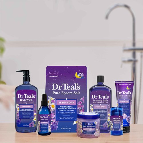 Dr Teal's Body Wash with Pure Epsom Salt, Sleep Blend with Melatonin, 24 fl oz (Pack of 4)