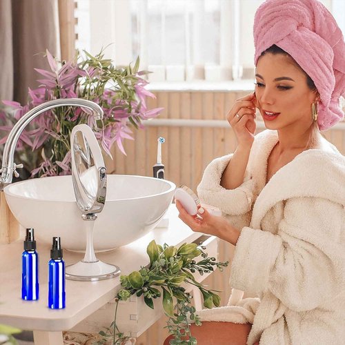 TREEHAC 100 PCS 3.4 oz Plastic Spray Bottles with Fine Mist Nozzles for Essential Oil Travel and Refillable Cosmetic Use(Blue)