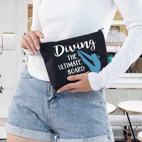 LEVLO Springboard Diving Cosmetic Bag Platform Gift - The Ultimate Board Game Makeup Zipper Pouch Bag (Black)
