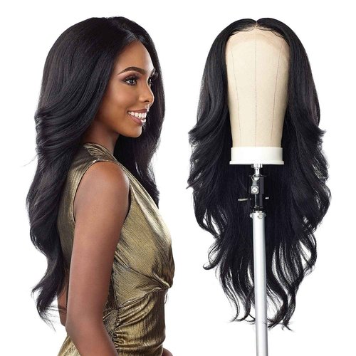 Sensationnel Butta Lace Wigs - Unit 16 Extra Wide 5 Inch Deep Parting Synthetic Preplucked Hairline Glueless Lacefront (1 JETBLACK)