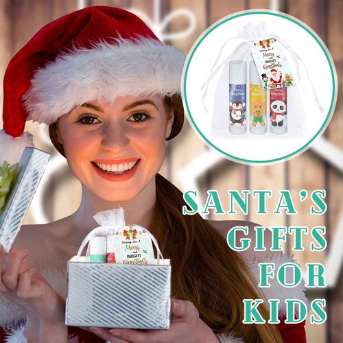 Dunzy 50 Set Christmas Favors Lip Balm Gifts Bulk Xmas Supplies Souvenirs Goodies Moisturizing Lip Care Products Small Thank You Appreciation Gifts for Guest Boys Girls (Santa Style)