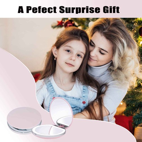 DeYesom LED Compact Mirror with Lights, Dimmable, Portable, Magnifying, Rechargeable