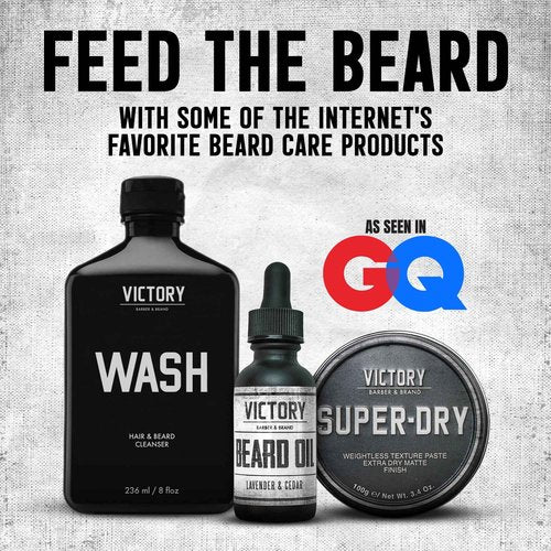 Victory Barber & Brand Beard Wash - Made in USA, Men's All-in-One Shampoo and Conditioner, Hydrating, Smoothening, Softening, 8.4 Fl Oz