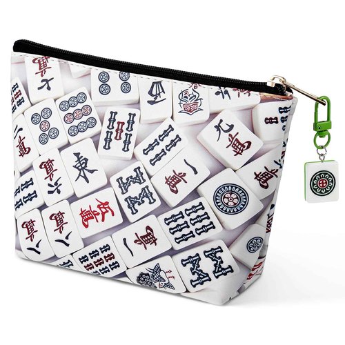 Vincreem Mahj Tile Lover Gift Mahj Tiles Coin Bag with Keychain Set PU Leather Coin Purse Gift for Lover Women Mom Grandma Birthday Travel
