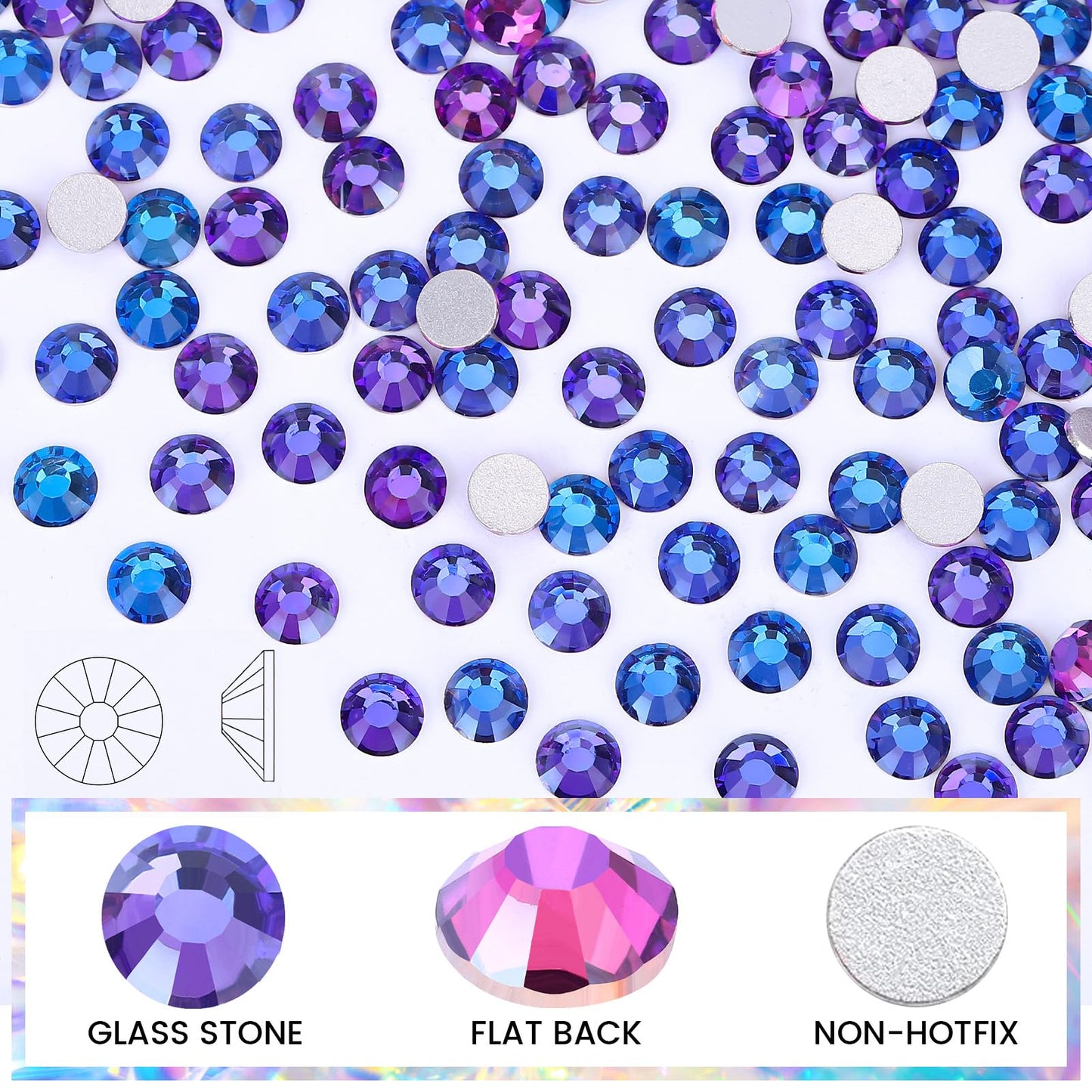 Novani Purple Rhinestones, Flatback Loose Crystal Gemstones 1440pcs Glass Rhinestone for Clothes Shoes Crafts Makeup Nail Art and DIY Decorations(SS20, Purple Velvet)