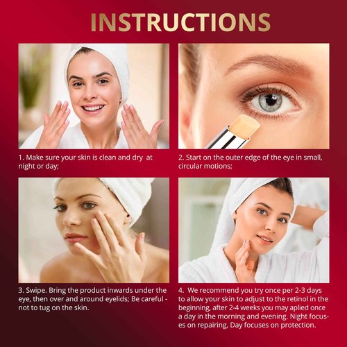 Retinol Under Eye Brightener Stick, Dark Circles Under Eye Treatment for Women with 5% Hyaluronic Acid Complex - Anti Aging Eye Cream for Puffiness and Bags Hydrates, Firms and Brightens Eyes 0.1oz(3g) 2 pack