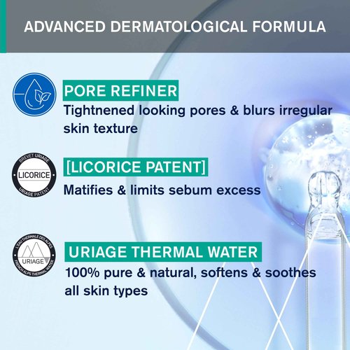 URIAGE Hyseac Mat Mattifying Gel-Cream | Primer & Moisturizer, Reduces Skin Shine, Absorbs Excess Sebum, Tightens Pores, Ideal Makeup Base, Light Cream, 40 mL / 1.35 oz