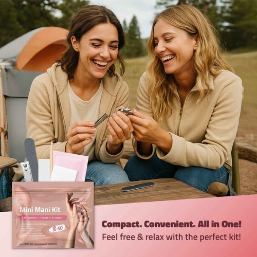 Mini Mani Kit – Disposable Manicure Set with Nail Clipper, File, Buffer, Cuticle Stick, Remover Pad & Alcohol Wipe – Single-Use Nail Care Kit for Travel, Events, or Bulk Hygiene (Regular, 5, Count)