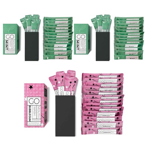 20pc Bubble Gum Mouthwash Packets + 40pc Go Mouthwash Smooth Mint
