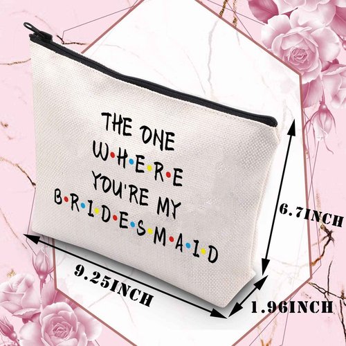BDPWSS Bridesmaid Gift from Bride Bridesmaid Makeup Bag For Friend Sister Wedding Party Cosmetic Bag Bridal Shower Gift Bridesmaid Proposal Gift Bachelorette Party Favors (the bridesmaid CB)
