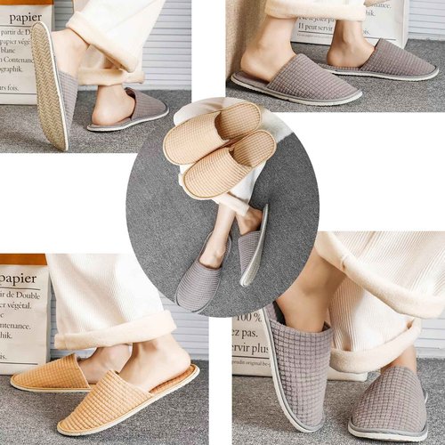 SynoRiver 10 Pairs Spa House Slippers, Non Slip Disposable Slippers For Guest, Washable Reusable, Can be Used as Women Men, House, Indoor, Bathroom, Bedroom, Hotel, Bride (Polar fleece（Grey）