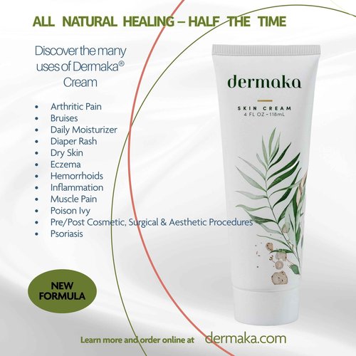 Dermaka All-Natural Arnica Skin Cream 4 oz – Dermatologist Tested Formula for Bruising, Swelling & Dryness – Enriched with Chamomile, Green Tea & Vitamins A & E – Smooth, Non-Greasy Texture