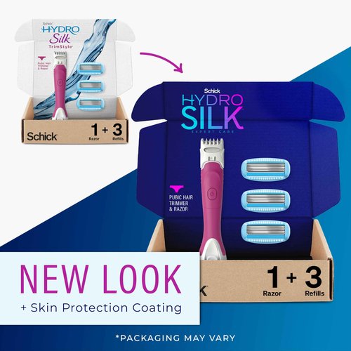 Schick Hydro Silk Dermaplaning Wand with 6 Blades & TrimStyle Razor with Bikini Trimmer, 5 Blades, 3 Refills