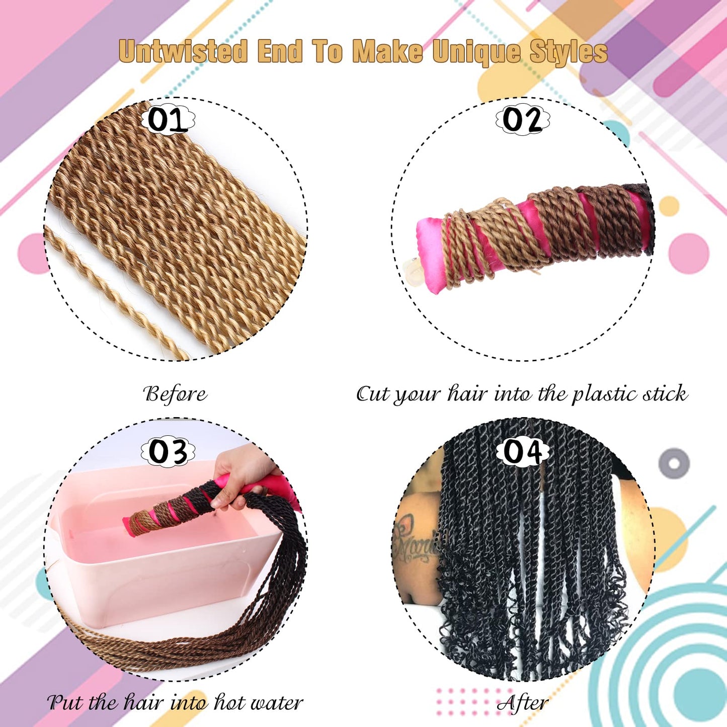 ZRQ Senegalese Twist Crochet Hair - 8 Packs 14 Inch Small Crochet Hair for Braiding, 25 Strands/Pack Crochet Braids Hair For Women, Crochet Twist Hair Braiding Hot Water Setting(14 Inch,1B)