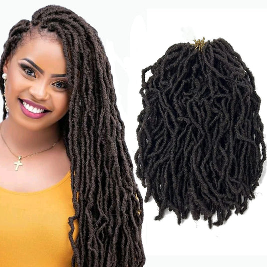 Short Soft Locs Crochet Hair 14 Inch 8 Packs New Faux Locs Wavy Dreadlocks Crochet Braids, Soft Goddess Braids Crochet Hair Curly Wavy Pre-Looped Crochet Hair for Black Women (4#, 8 Packs)