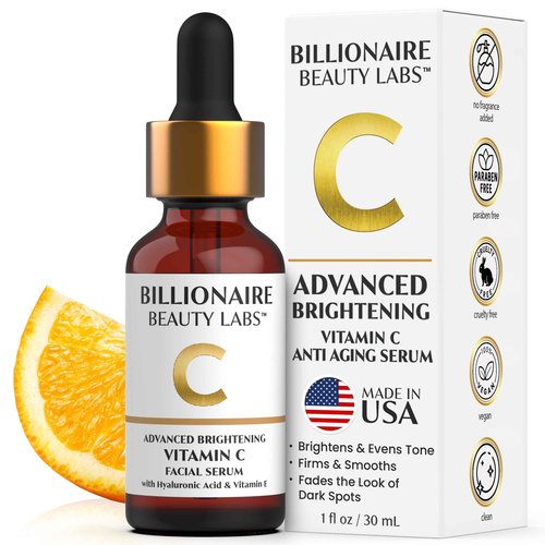 Billionaire Beauty Labs Vitamin C Serum for Face with Hyaluronic Acid, Vitamin E & Botanical Extracts – Advanced Facial Serum for Radiance, Hydration & Smoother Skin, 30ml