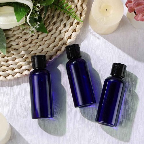 Eccliy 100 Pack 2 oz Travel Bottles Plastic Bottles with Lids Refillable Travel Size Cover Cap Plastic Liquid container for Toiletries Lotions Shampoo Creams Dispensing with 5 Funnels(Blue)
