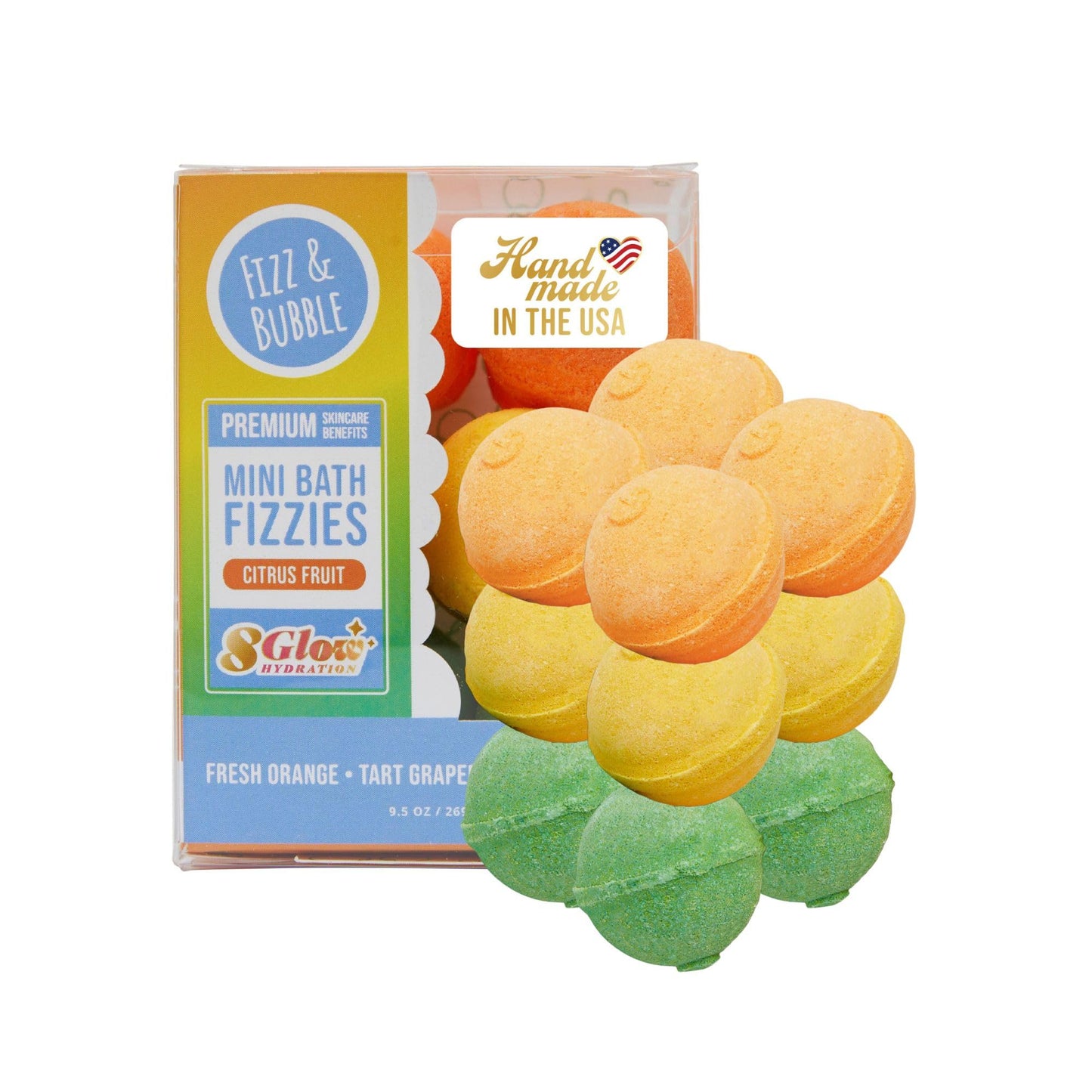 Fizz and Bubble, Mini Bath Fizzies, 9.5oz (12-Pack) - Scented Bath Bombs, Moisturizing for Dry Skin, Soothing, Relaxing, Handmade Gift Ideas for Her (Citrus Fruit)