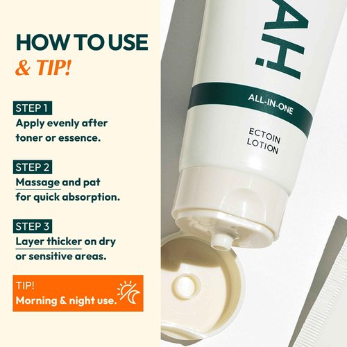 HYAAH All-in-one Ectoin Lotion - Korean Face Moisturizer with Ectoin, Squalane and Ceramide - Hydrating, Pore Care, Barrier Strengthening - Gentle on All Skin Types, 3.38 fl.oz.
