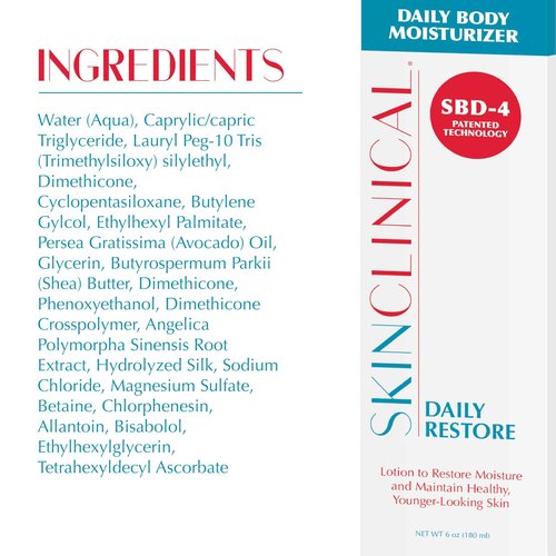 SkinClinical Daily Restore Hydrating and Moisturizing Body Lotion For Very Dry Skin, Psoriasis and Eczema Aftercare, Nourishes Skin with SBD-4 Patented Ingredient, Unscented Body and Face Lotion, 6 oz