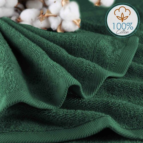 Hearth & Harbor Washcloths 12 Pack - 100% Cotton Washcloth for Body and face, High Absorbent and Soft 13"x13" Body Wash Cloth, Quick Dry - Hunter Green Washcloths