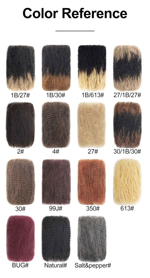 Pre-sretched Afro Kinkys Bulk Human Hair for Permanent Micro Locs/Twists/Braids/Repair Locs Afro Kinky Curly Bulk Length and Thickness Extending(#4,14inch 50g)