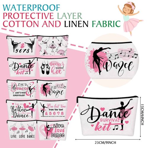 Irenare 30 Pcs Christmas Dancer Appreciation Gifts for Women Canvas Makeup Bags Cosmetic Dance Kit Travel Toiletry Case Pencil Toiletry Zipper Pouch Bag Thank You Gift Class Prizes Gifts