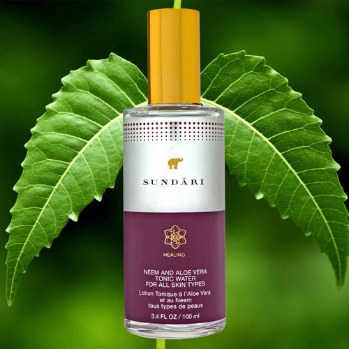 SUNDARI Neem and Aloe Vera Tonic Water, 3.4 Fl Oz, Freshening Mist for Skin Hydration, Non-Staining, Rapid Absorption, Alcohol-free, Dewy Fresh feel