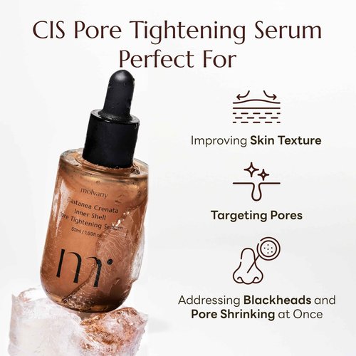 molvany Castanea Crenata Inner Shell Pore Tightening Serum - Korean Skin Care for Unclogged Pores, Sebum Control &, Face Hydrating - 1.69 fl. Oz