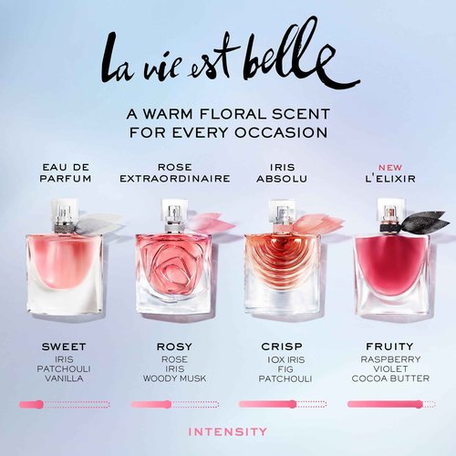 Lancôme La Vie Est Belle L'Elixir Eau de Parfum - Long Lasting Fragrance with Raspberry, Violet & Cocoa Butter - Floral Women's Perfume - 0.34 - Travel Size