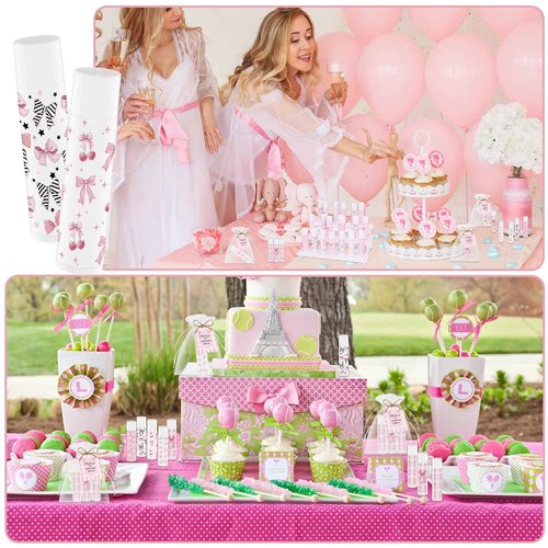 50 Pack Pink Bow Baby Shower Favors Bulk Lip Balm Girls Favors Gifts for Bachelorette Girls Pink Bow Moisturizing Lip Care Pretty lipstick Birthday Thanksgiving Christmas Party Supplies (pink bow)