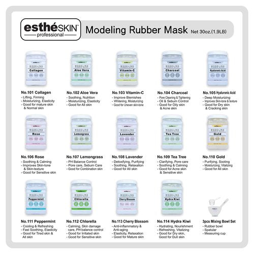 estheSKIN Peel Off Type Modeling Rubber Mask Powder Jar for Facial Skin Care Treatment (30oz) 850g, Measuring Spoon Included (30oz, 105.Hyaluronic Acid)